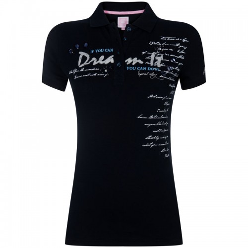 Polo Color azul marino con dibujos y pedrería en la parte delantera para mujer Mendel - Imperial Riding
