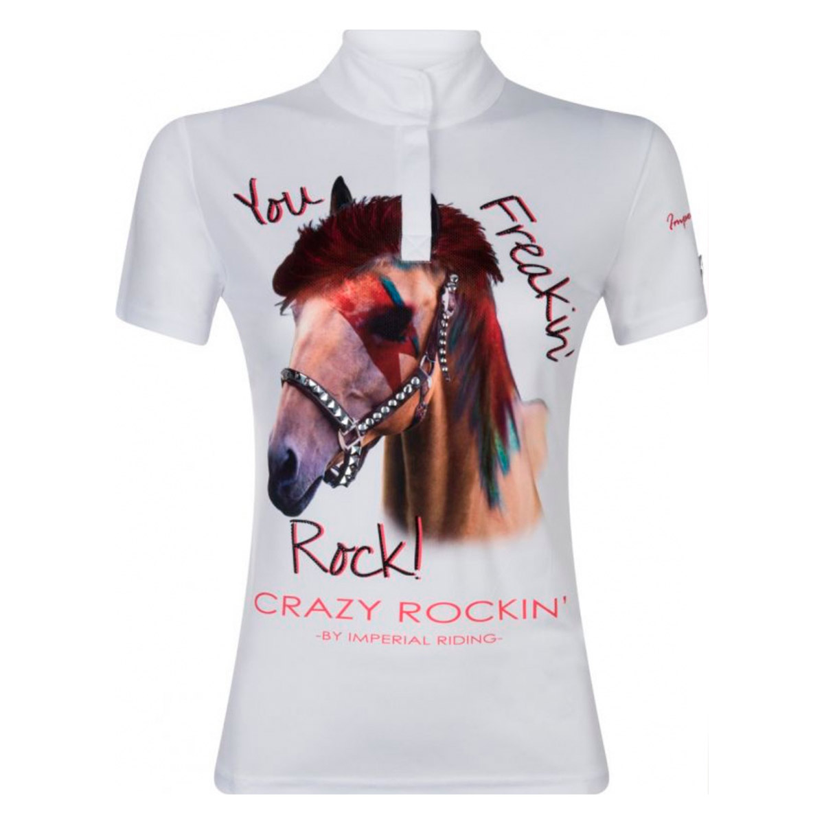 Polo de competición blanco con dibujo de caballo para mujer Rock Horse - Imperial Riding