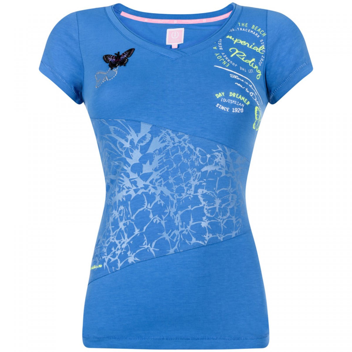 T-shirt bleu avec dessins de mariposas et textos pour femme modèle Cleo - Imperial Riding