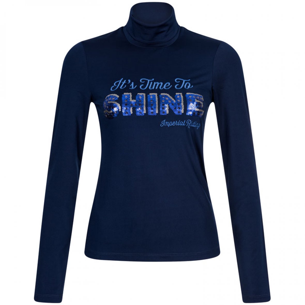Navy blue long-sleeve technical training shirt with sequins for girls - Spotted - Imperial Riding