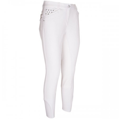 Pantalones blancos con culera de cuero con detalles de lentejuelas y estrellas para niña - Star - Imperial riding