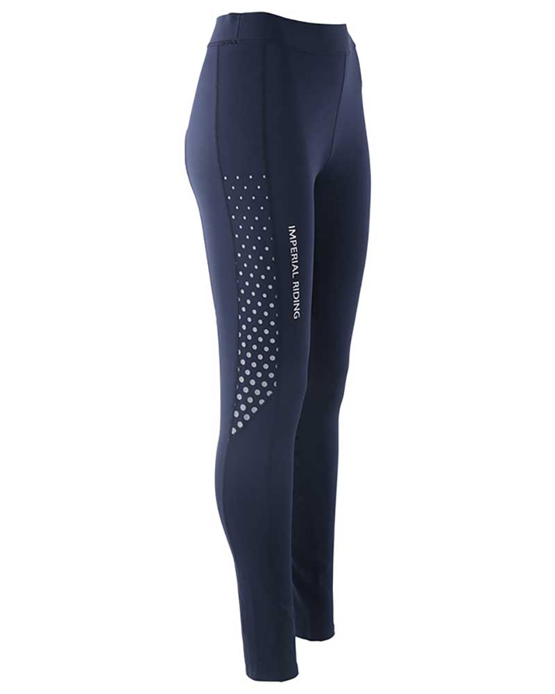 Leggings bleu marine à pois blanc (grip à fond intégral) pour femme Runaway - Imperial Riding