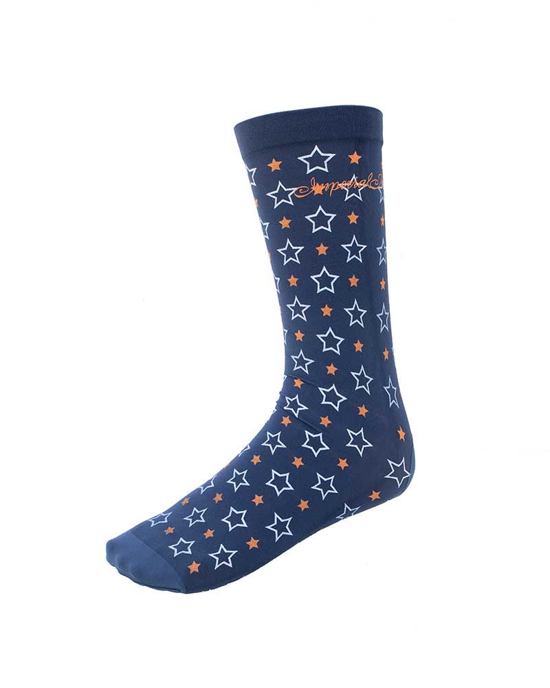 Chaussettes techniques bleu marine avec estrellas blanc et moutarde modèle Mystic Journey - Imperial Riding