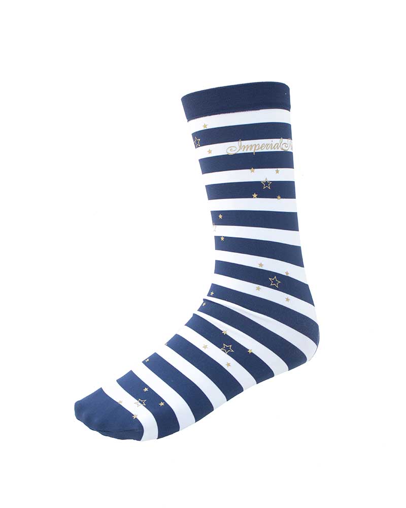 Technical socks with navy and white stripes and yellow stars model Mystic Journey by Imperial Riding