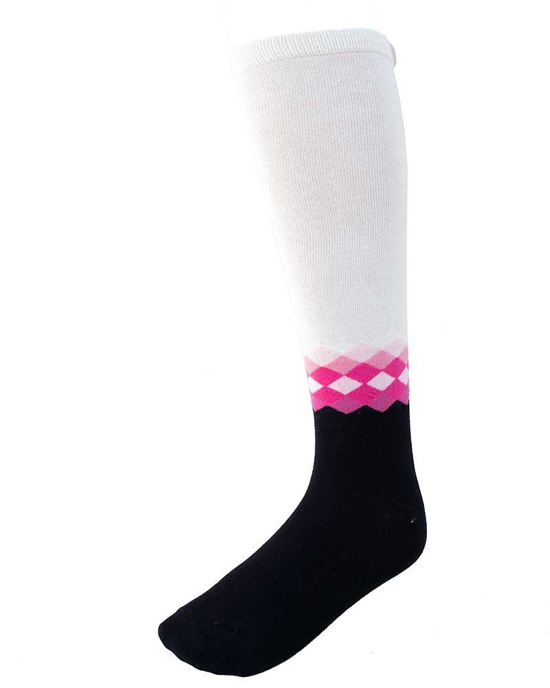 Chaussettes blanc cassé/crème et noir avec rombos rose en el tobillo modèle Criss Cross - Imperial Riding