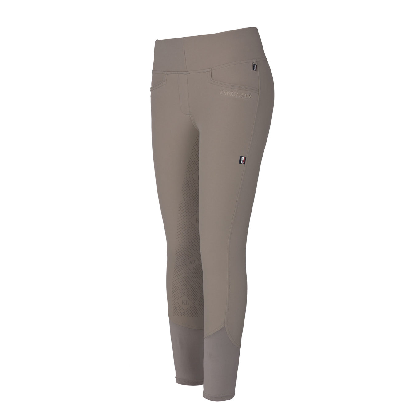 Beige pull-on pants with wide elastic waistband and silicone full grip – Katja model by Kingsland Classic