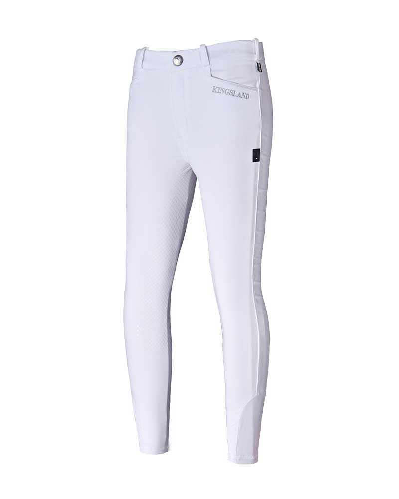 Junior Unisex White Riding Breeches with Full Seat Grip - Kassidy - Kingsland Classic