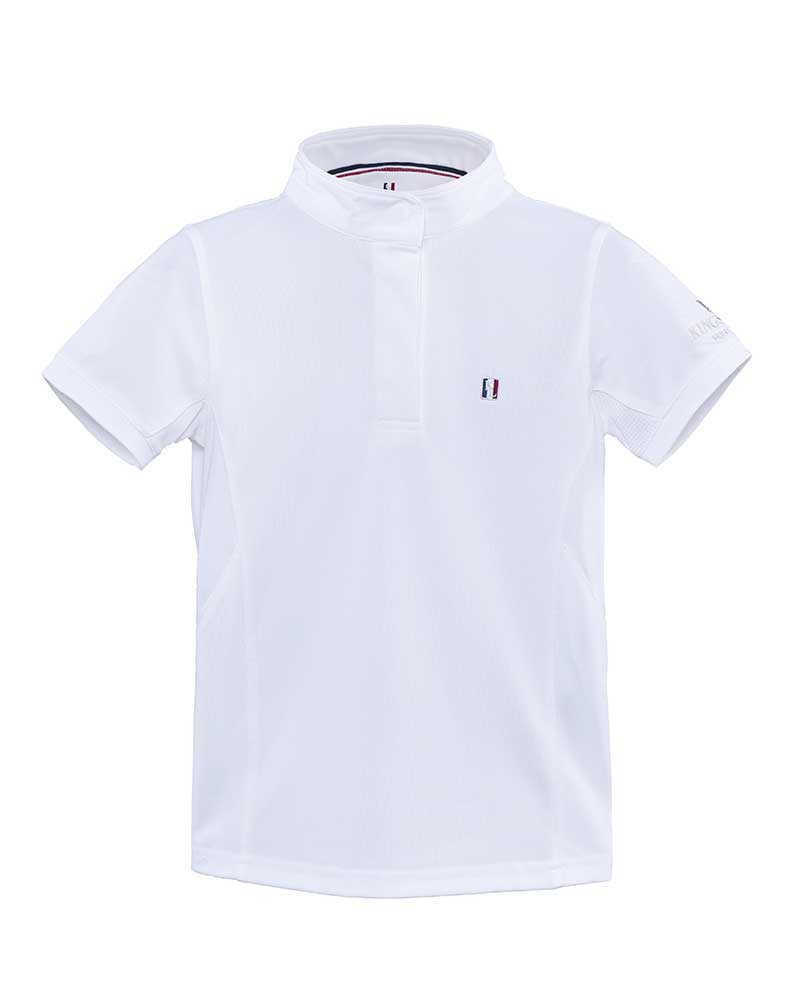 Polo de compétition à manches courtes blanc pour fille - Kingsland Classic