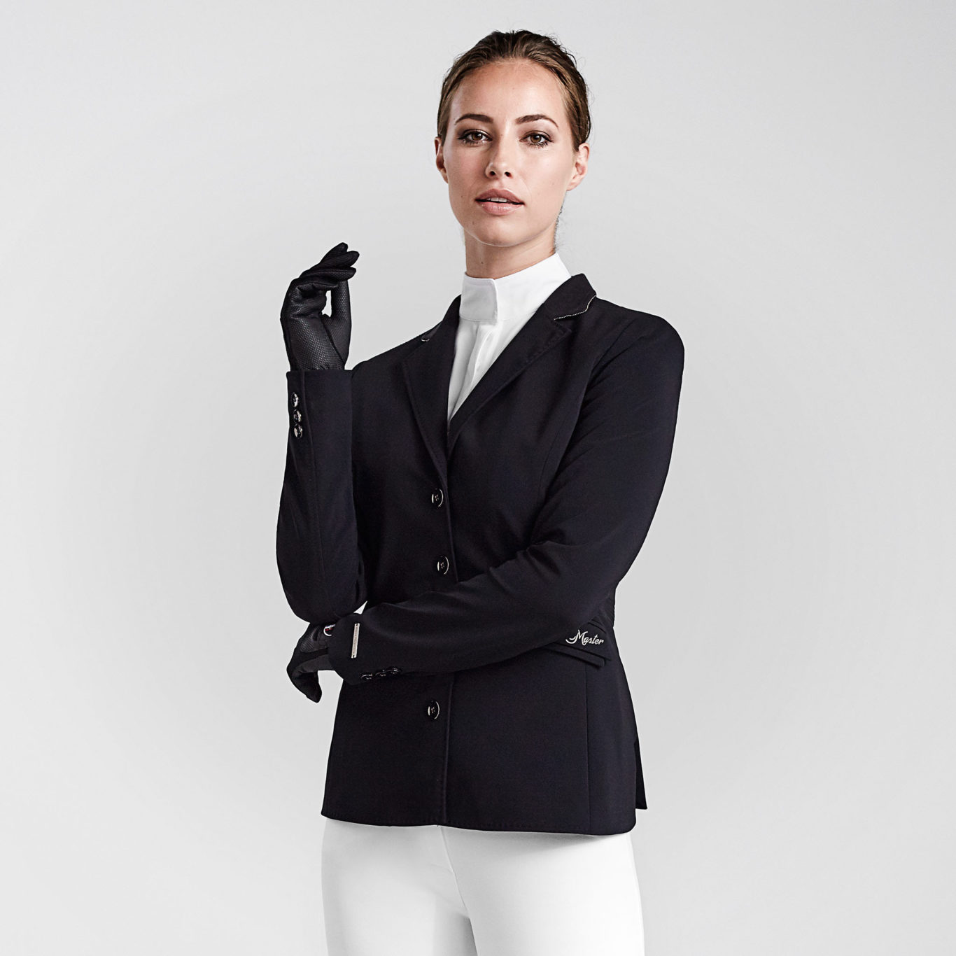 Veste de compétition noire avec col Alcantara et strass pour femme - Elvira - Kingsland Classic Master
