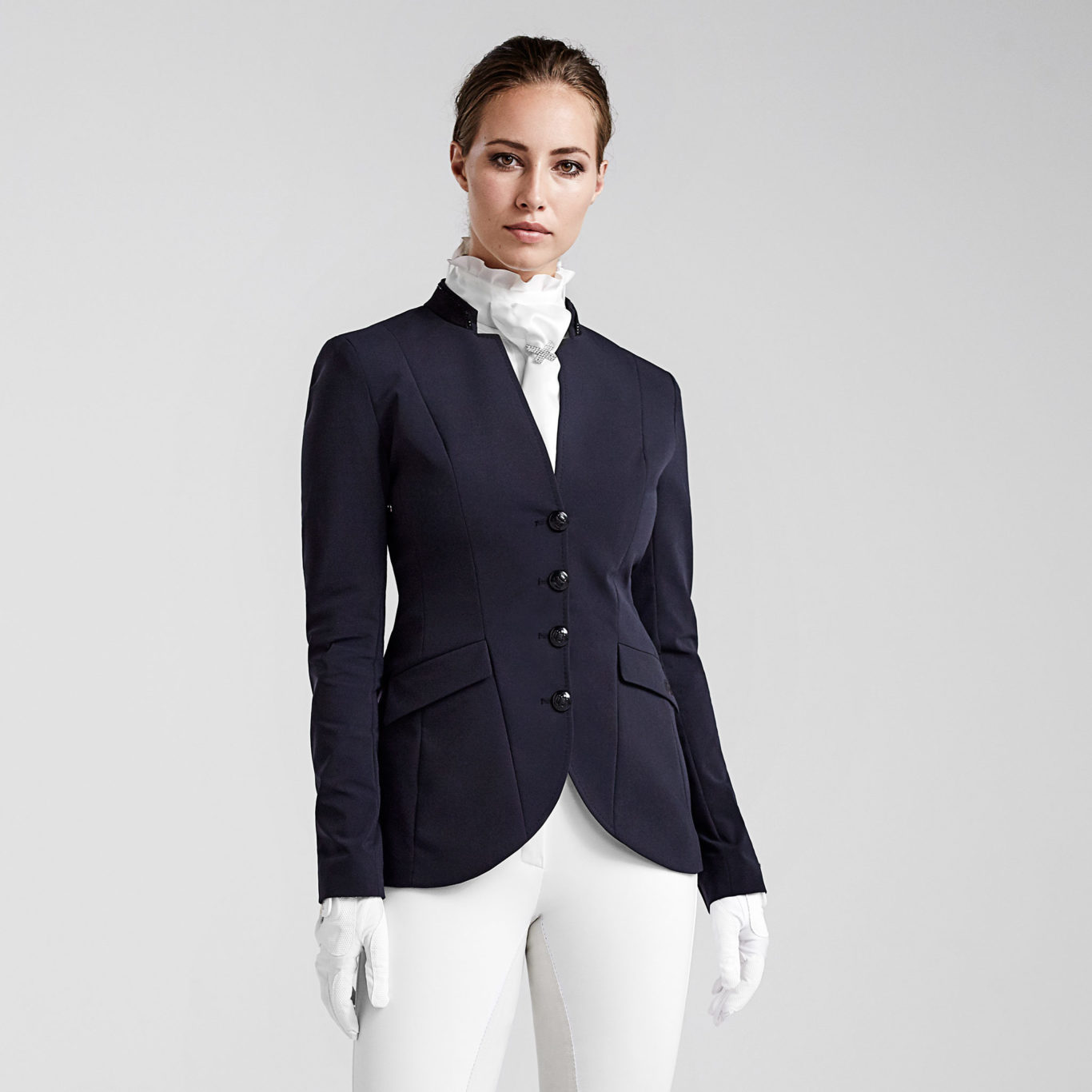Veste de compétition bleu marine avec col de daim et brillants pour femme - Fairen - Kingsland Classic Master