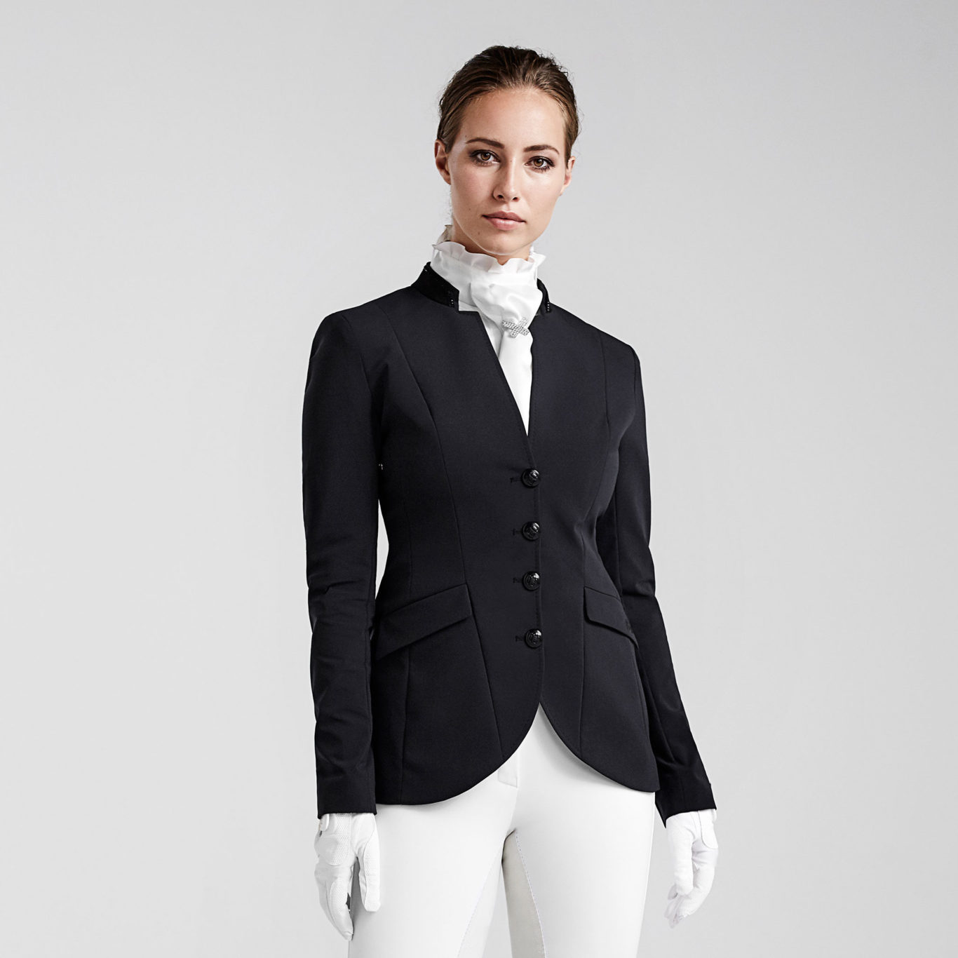 Veste de compétition noire avec col de daim et brillants pour femme - Fairen - Kingsland Classic Master
