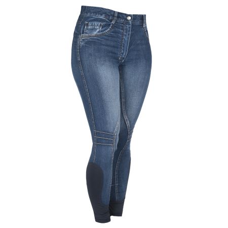 Pantalons denim d'équitation avec grip silicone aux genoux pour femme modèle Guardian de La Valencio