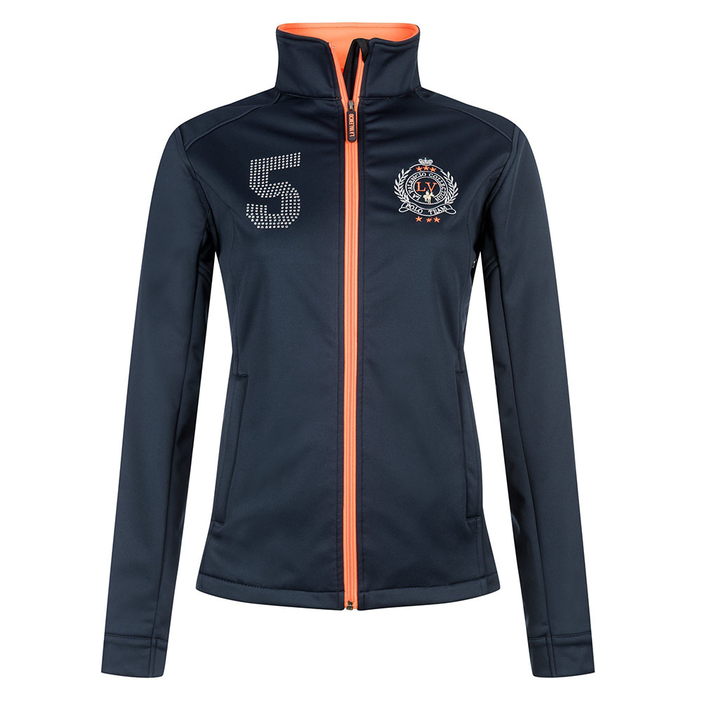 Veste courte à col haut bleu marine, orange, argentée et à strass pour fille modèle Hunter Jr - La Valencio