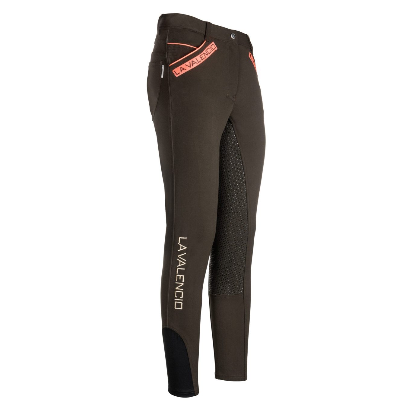 Pantalons marron verdâtre d'équitation avec grip silicone à fond intégral pour femme modèle Ikoon de La Valencio