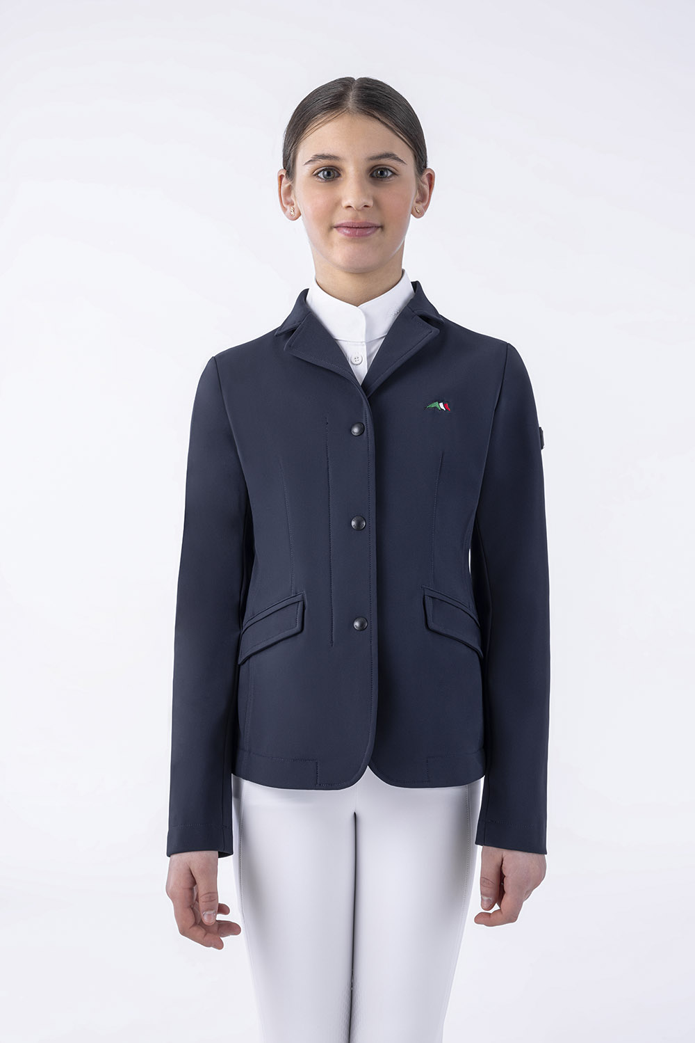 Blue navy competition jacket with zip and buttons for girls Carolink - Equiline