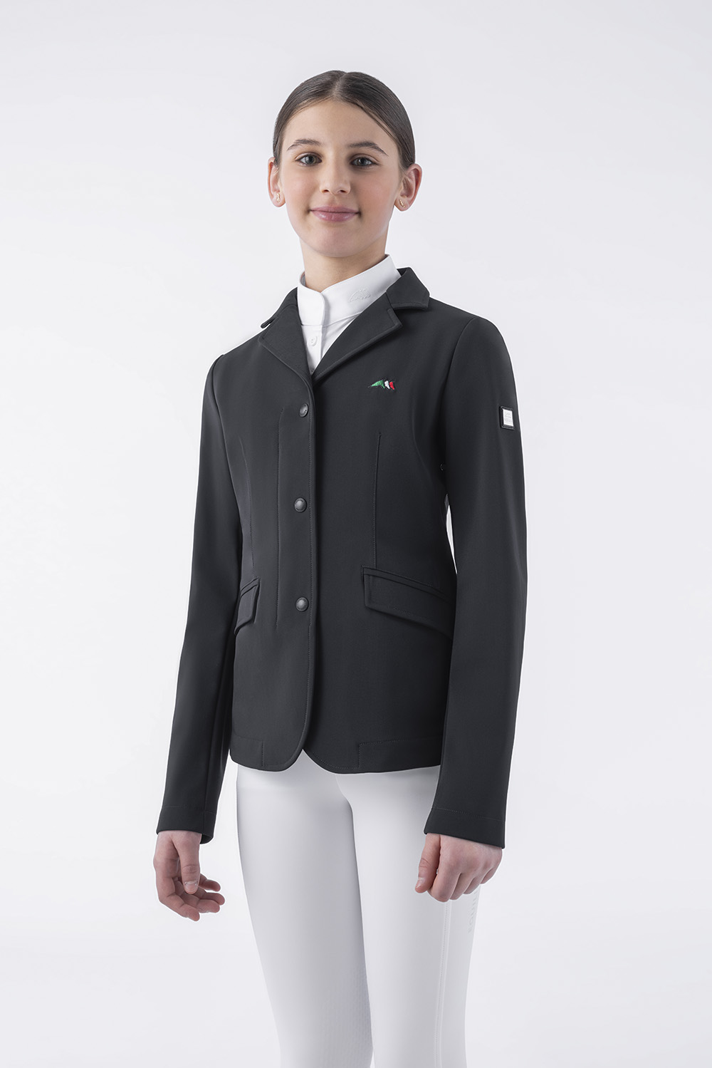 Black Competition Jacket with Zip and Buttons for Girls Carolink - Equiline