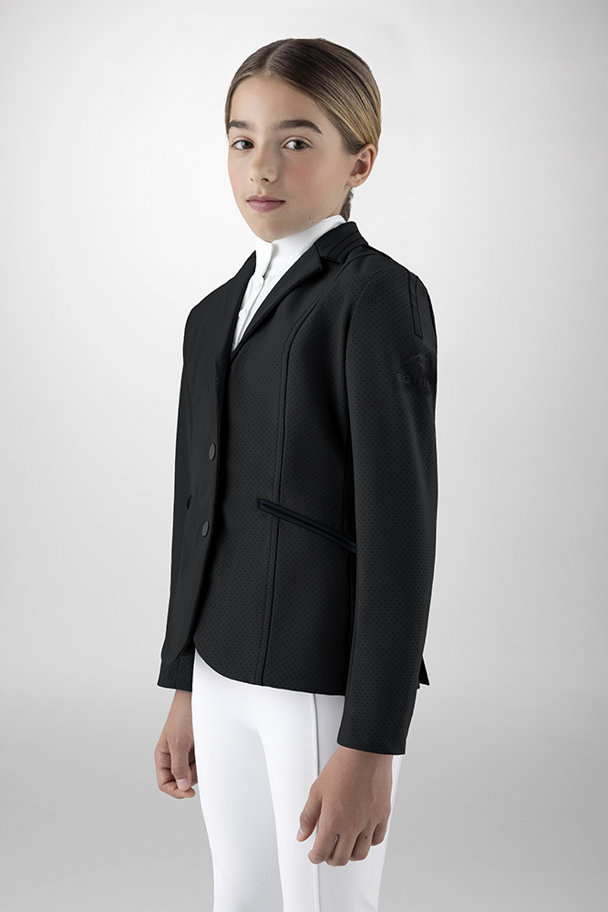 Veste de compétition noire avec microperforaciones pour fille-Gracy-Equiline