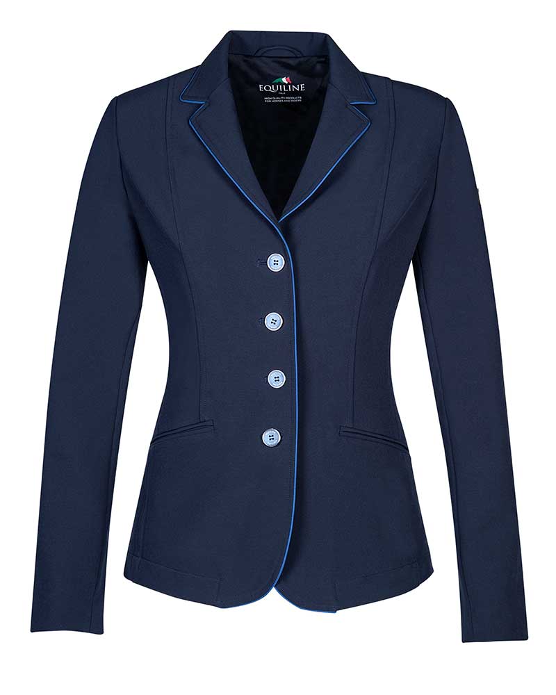 Veste de compétition très fine bleu marine avec passepoils bleu foncé pour femme Christine - Equiline
