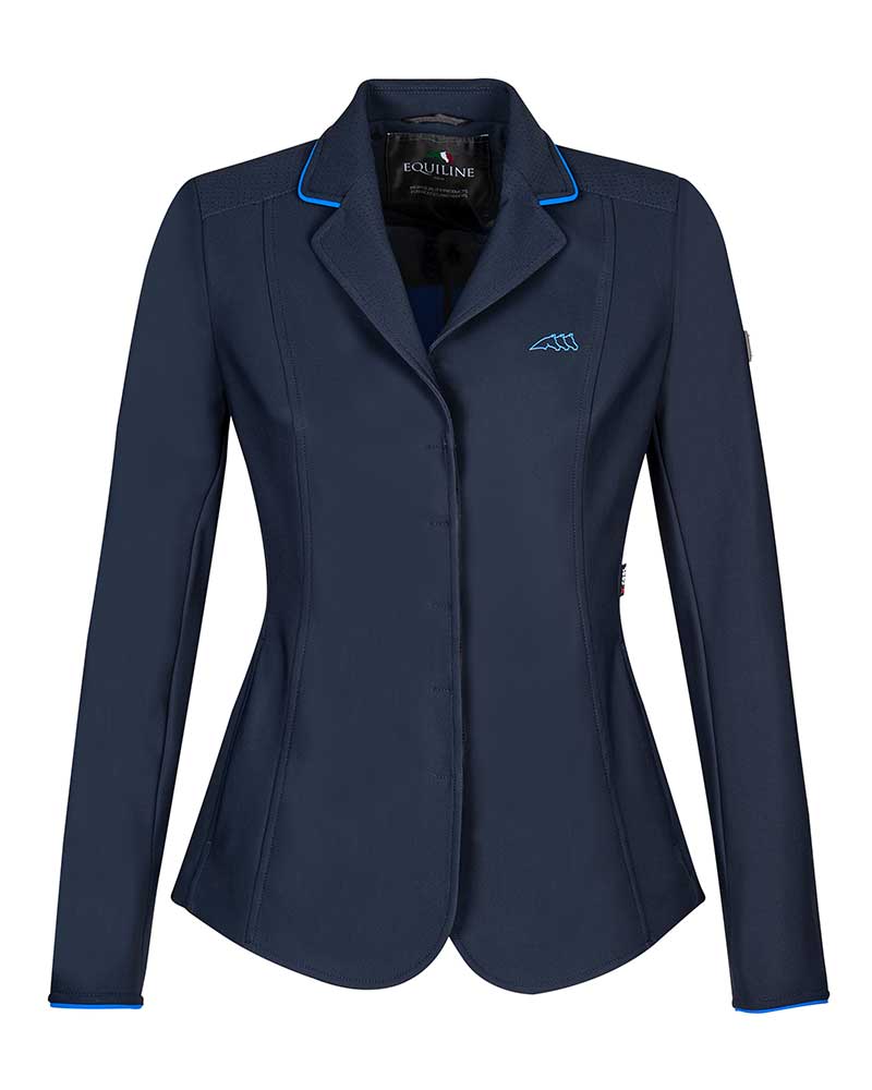 Women’s navy competition jacket with perforations and blue piping – Diana – Equiline