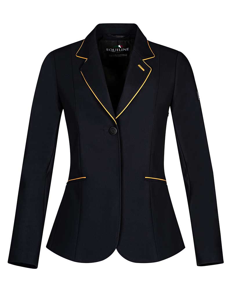 Veste de compétition noire avec passepoils moutarde pour femme Chromite - Equiline