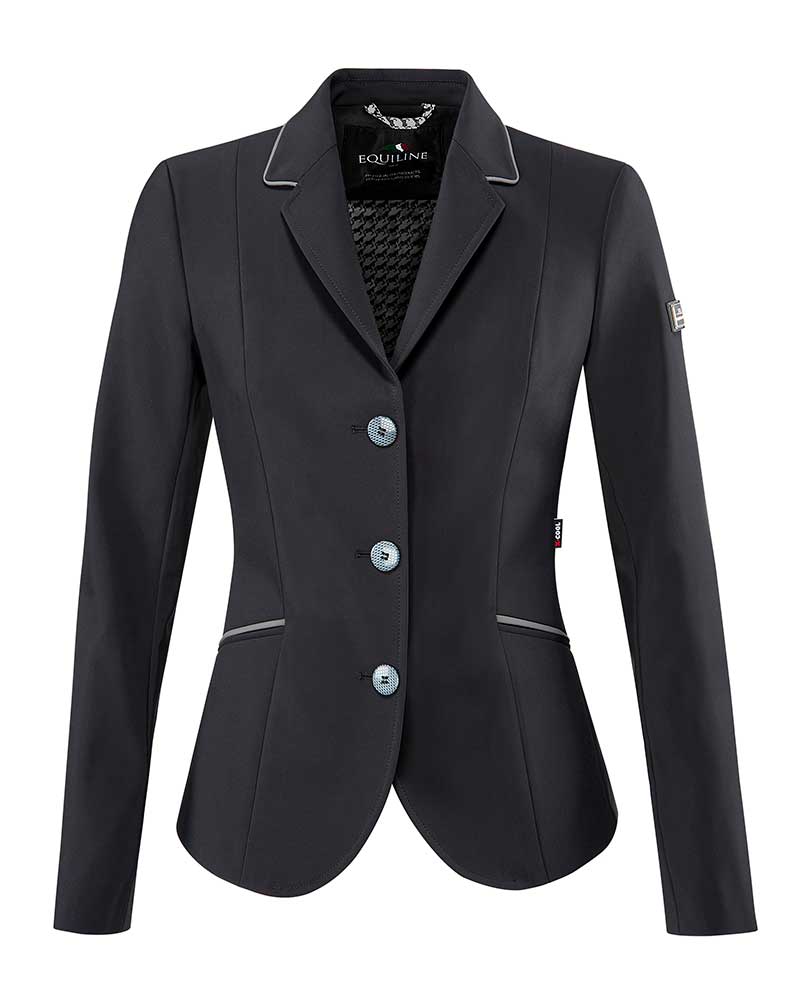 Women's black competition jacket with dark grey piping – Aster – Equiline