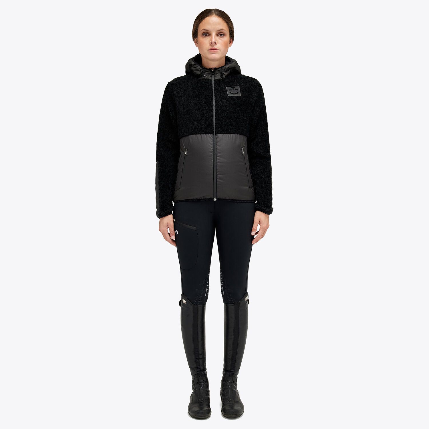 Veste en éponge et nylon avec el logo de CT Academy sur la poitrine pour femme - Cavalleria Toscana