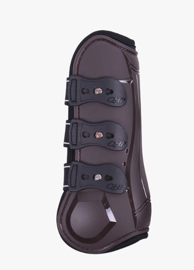 Pack of 2 front tendon boots in brown for horse and pony - QHP