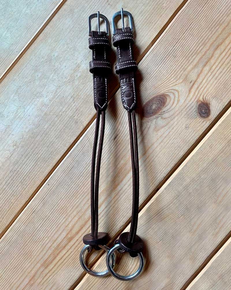 Pair of dark brown leather and nylon elevator cheek pads for pony - ONE Collection - Jump In