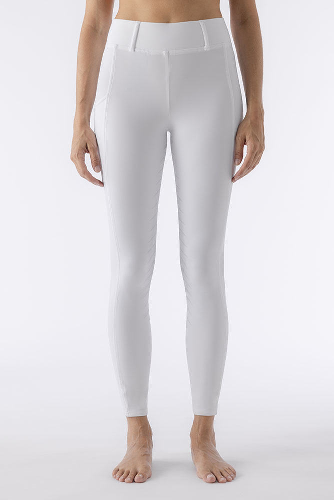 Mallas competicion blancas con bolsillo lateral (full grip) para mujer-Carbef- Equiline