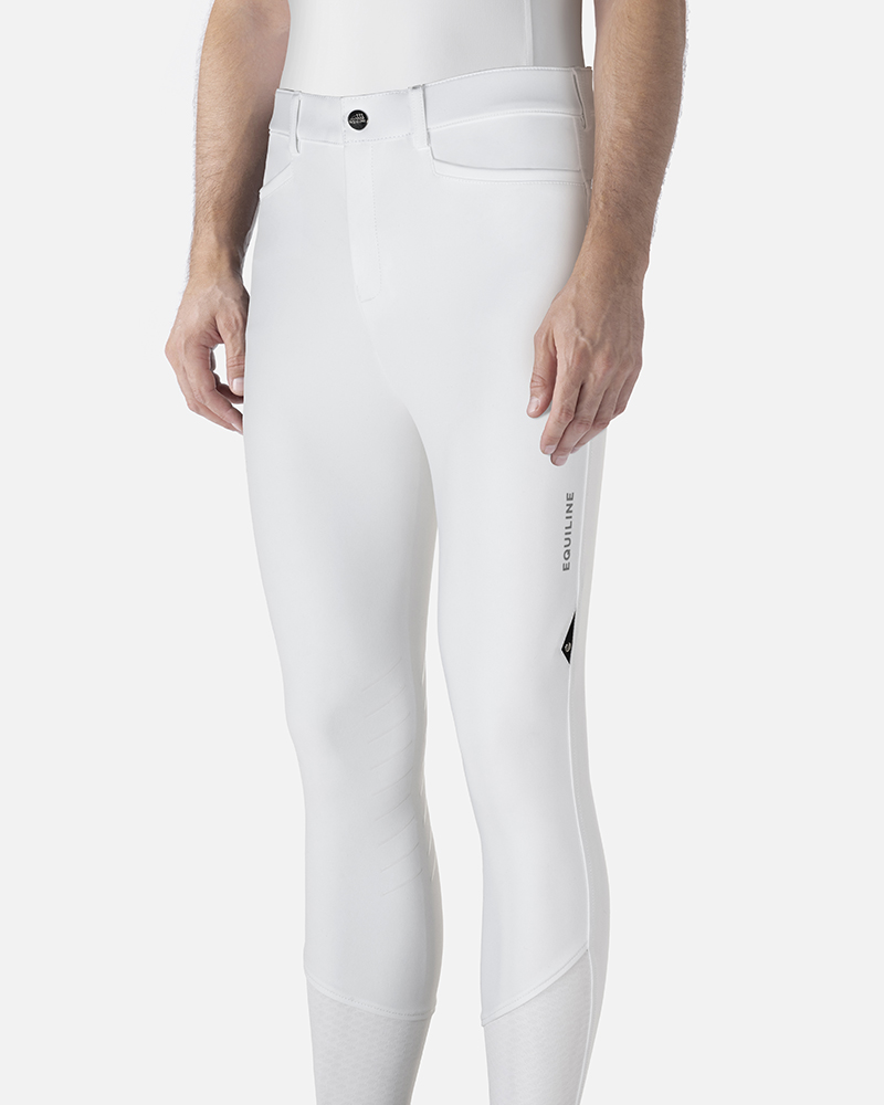 White competition trousers (knee grip) with side pocket for men - Celu - Equiline
