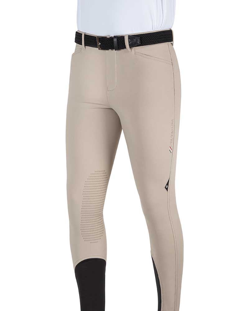Pantalons de compétition beige (grip aux genoux) pour homme - Equiline