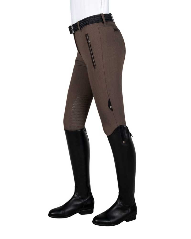Pantalones de montar a caballo marrones (grip rodillas) para mujer - Magdalina - Equiline