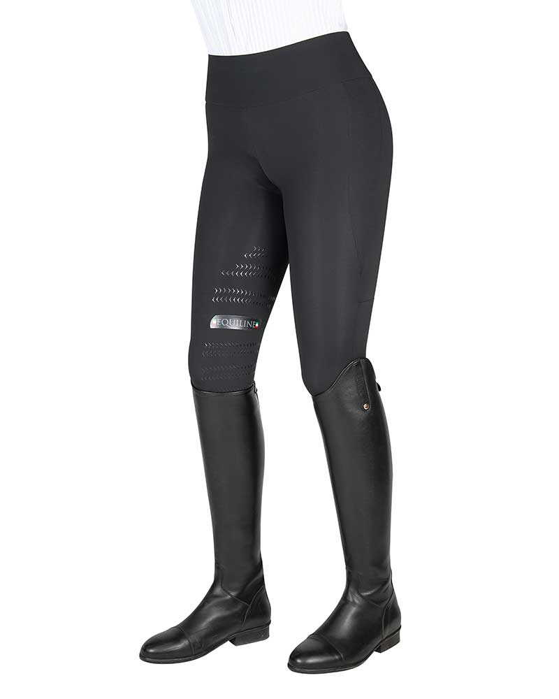 Leggings noirs avec ceinture large haute (grip aux genoux) pour femme Lexy - Equiline