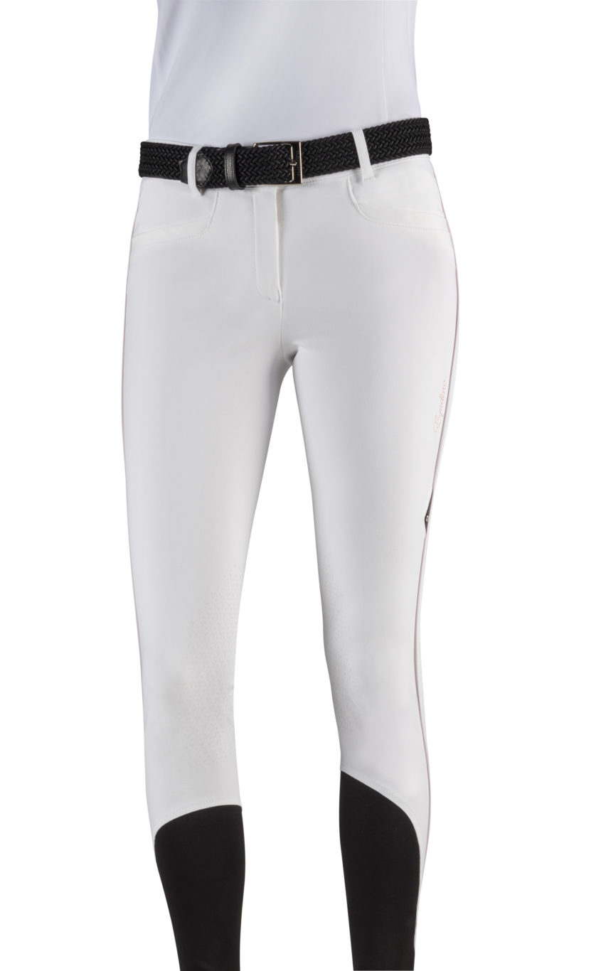 Pantalons pour femme avec grip aux genoux blanc modèle Ethereal - Equiline