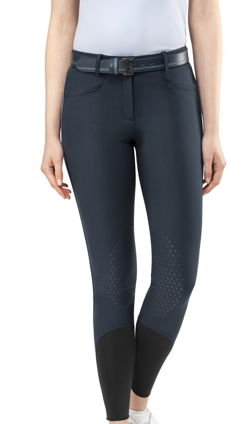 Pantalons pour femme avec grip aux genoux bleu modèle Ethereal - Equiline