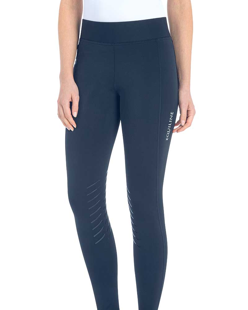 Leggings d'équitation bleu marine (grip aux genoux) pour femme Carolac/Chrolac - Equiline