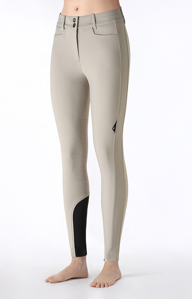 Beige high-waist riding breeches (knee grip) for women - Endrakh - Equiline