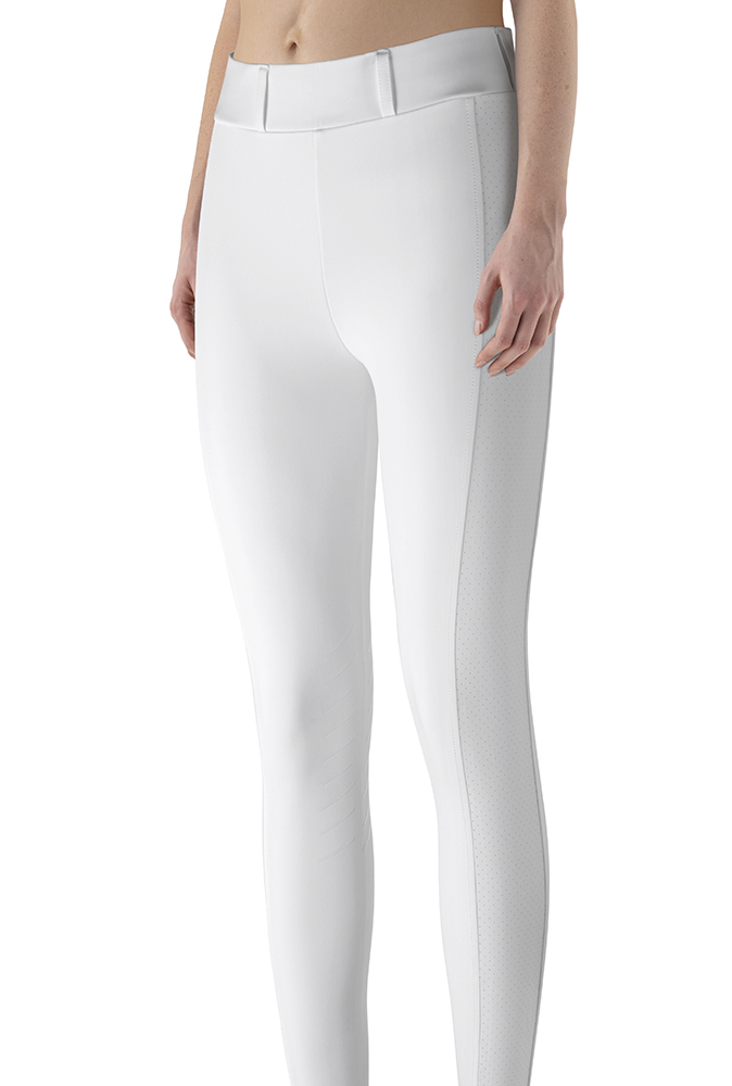 Leggings blanc pour competir avec poche latérale pour movil (grip genou ) pour femme-Ceberkh- Equiline