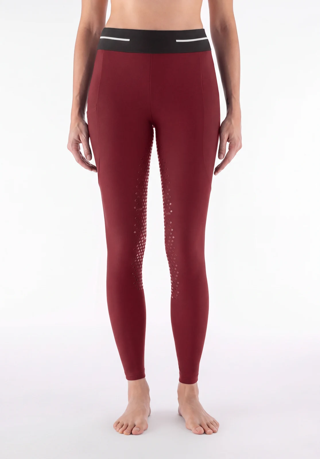 Legging d'équitation rouge (Alpine Plum) à fond intégral pour femme EQCLIVEF - Equiline