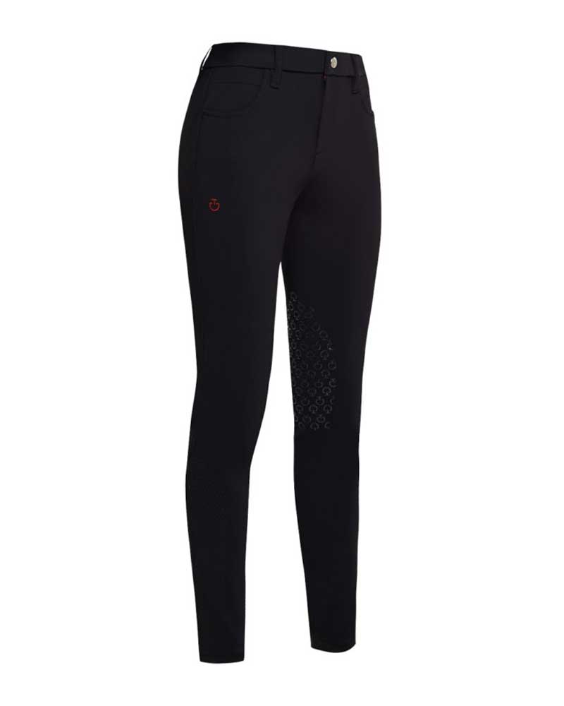 Pantalons d'équitation noir perforé (grip aux genoux) pour fille - Cavalleria Toscana