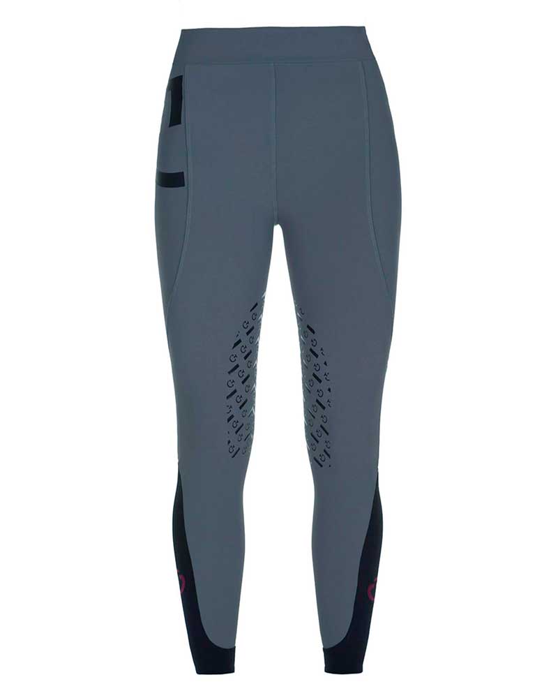 Leggings de taille haute gris bleuté (grip aux genoux) pour femme - Cavalleria Toscana