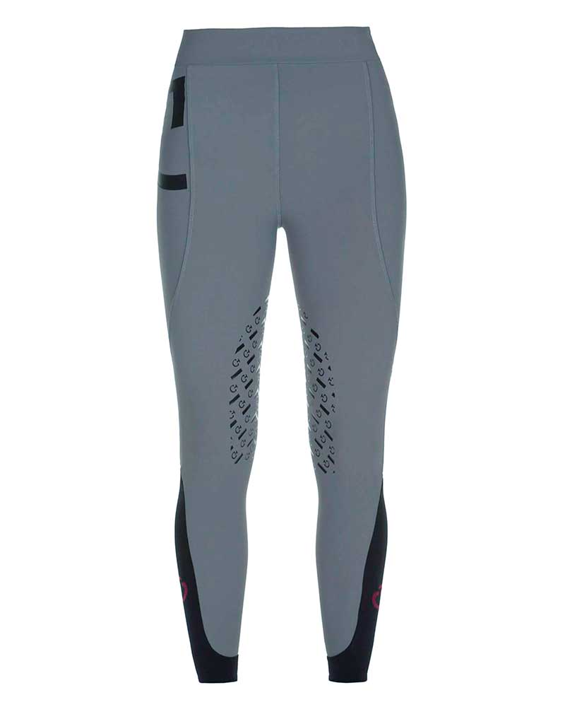 Leggings de taille haute gris bleuté clair (grip aux genoux) pour femme - Cavalleria Toscana