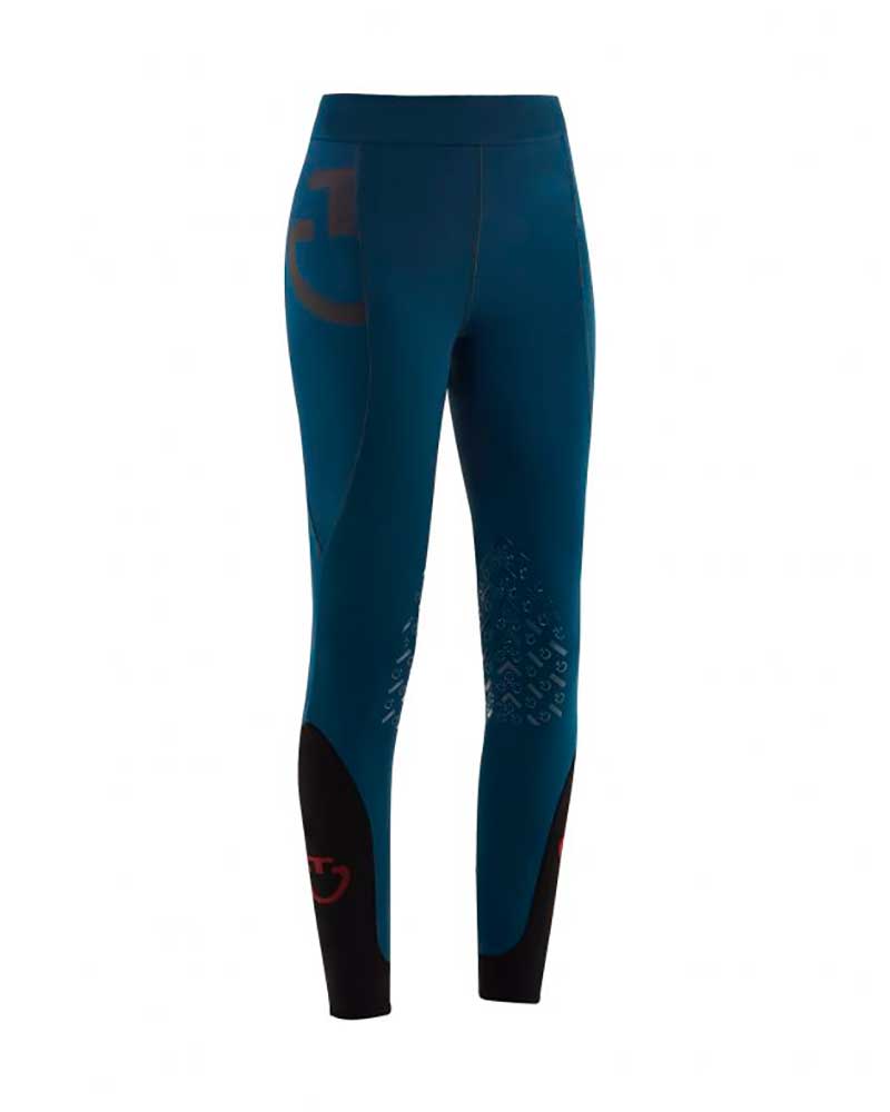 Leggings de taille haute bleu verdâtre (grip aux genoux) pour femme - Cavalleria Toscana