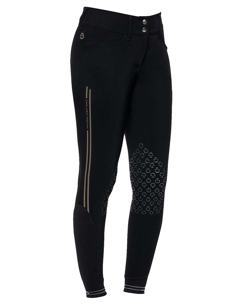 Pantalons noir de taille haute et large (grip aux genoux) pour femme - Cavalleria Toscana
