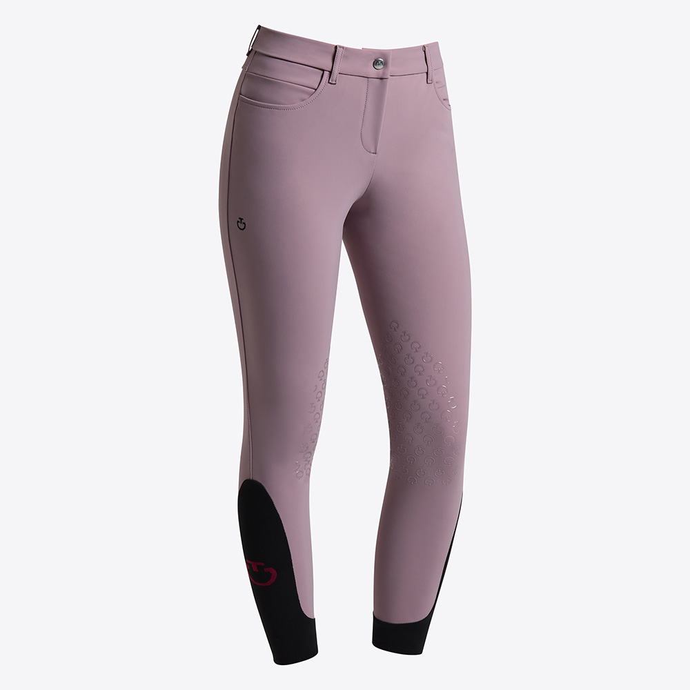 Pantalons d'équitation rose poudré avec grip silicone au genou pour femme - Cavalleria Toscana
