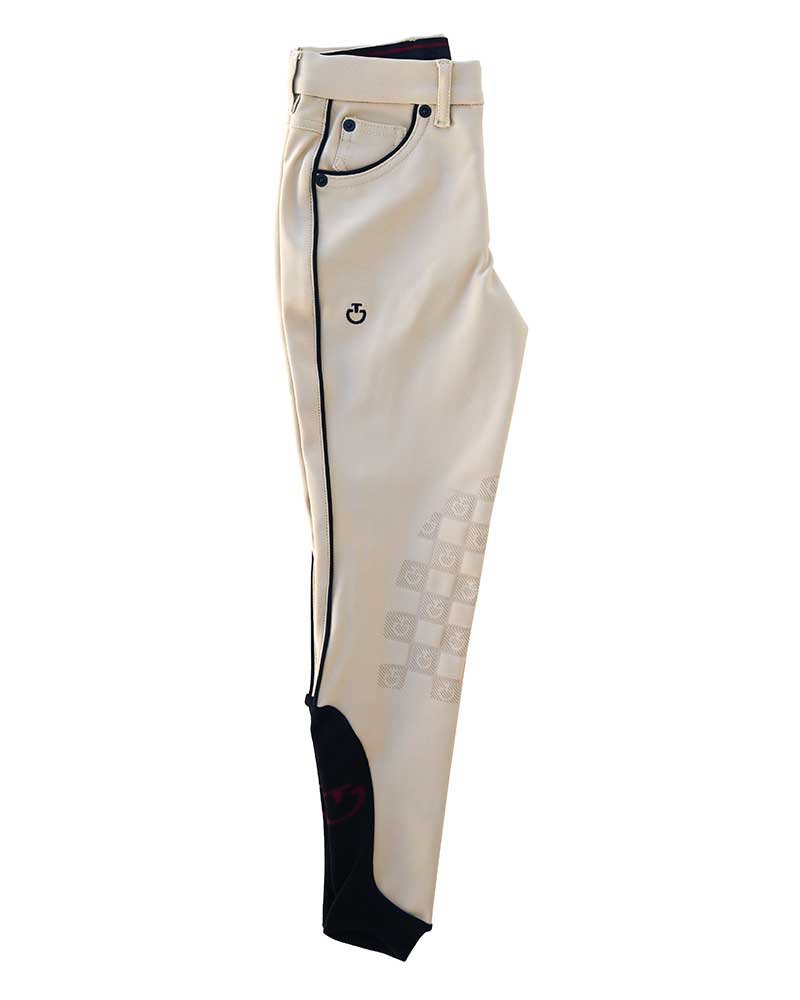 Beige riding pants with black trim (knee grip) junior unisex - Cavalleria Toscana