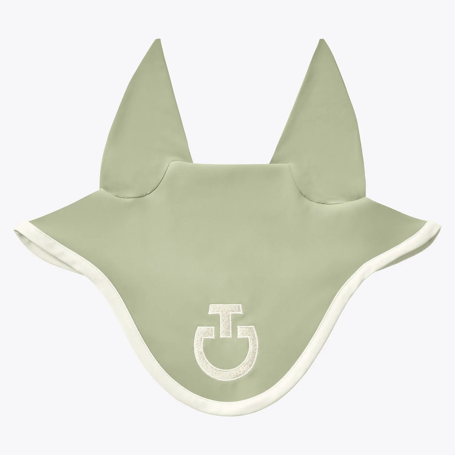 Bonnet pistache blanchâtre avec le logo en blanc fines oreilles élastiques pour cheval et poney - Cavalleria Toscana