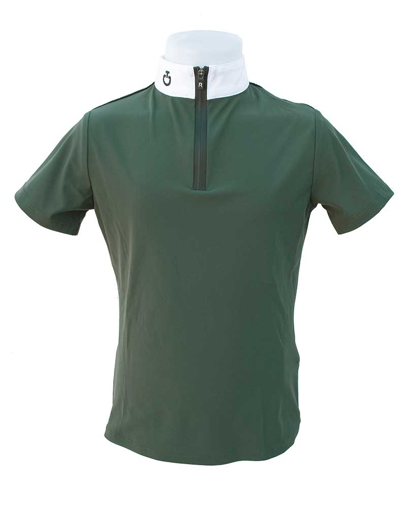 Polo de compétition à manches courtes vert foncé et noir pour fille - Cavalleria Toscana Revolution