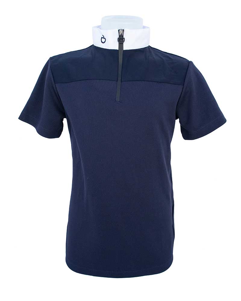 Polo en piqué de compétition à manches courtes bleu marine pour fille - Cavalleria Toscana