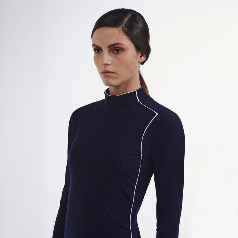 T-shirt polaire d'entraînement à manches longues bleu marine pour femme - Cavalleria Toscana
